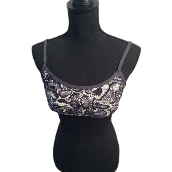 Kona Sol Medium M Black Print Swim Top Womens Peek A Boo Sides Laced - Picture 1 of 4